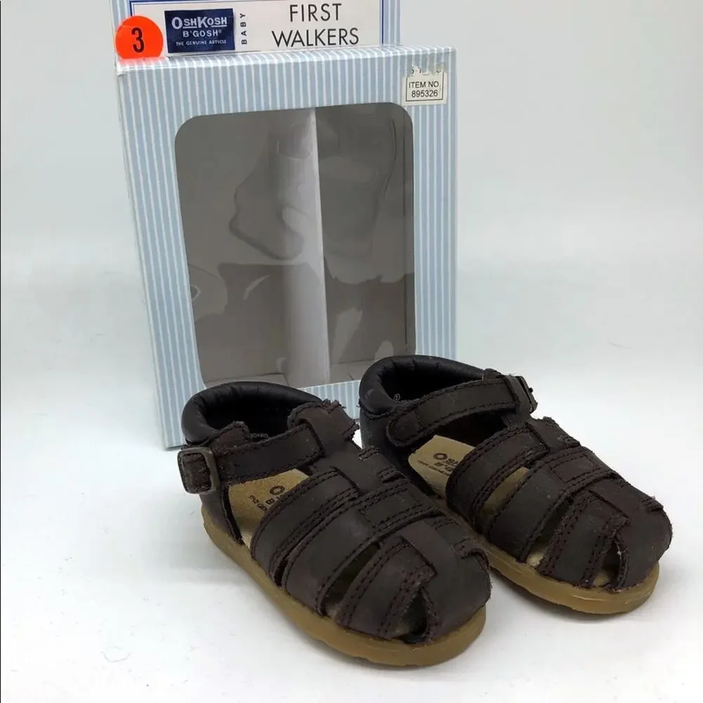 Vintage Vtg Oshkosh B’Gosh First Walkers Brown Starboard 6-9 months size 3 NEW